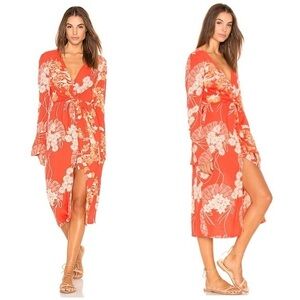 Free People Mixed Print Twist Dress Red Size Small